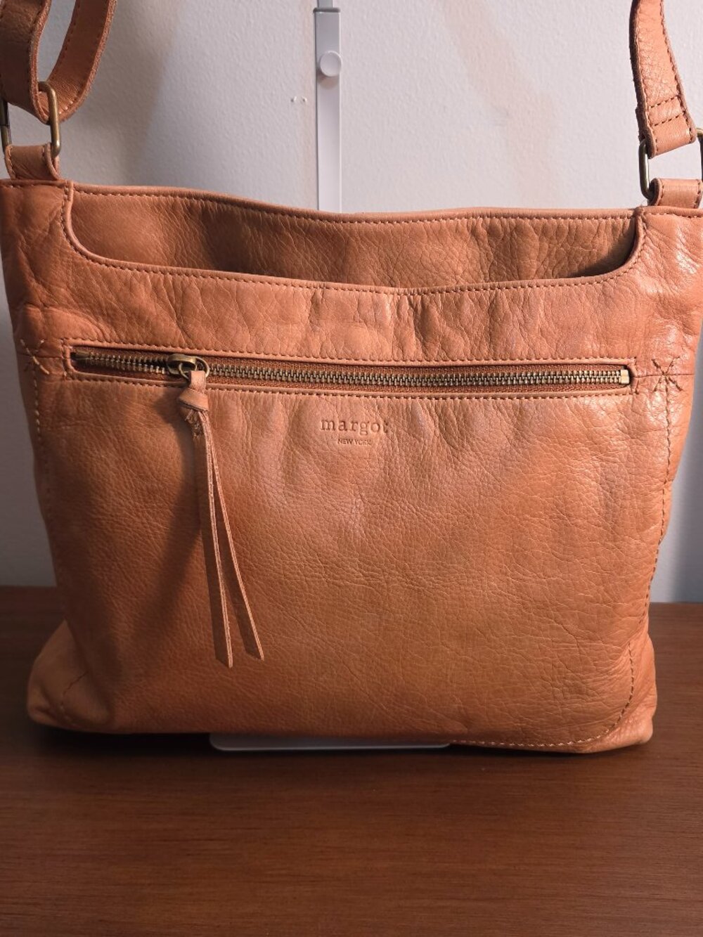 MARGOT TAN LEATHER SHOULDER BAG